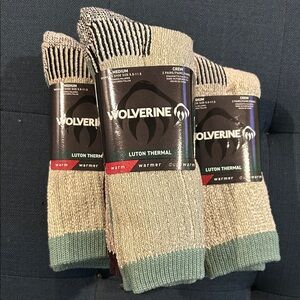 NWT Wolverine Women's Luton Thermal Crew Boot Socks Wool Blend 3 packs 6 pair